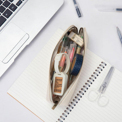 YONBEN Canvas Pencil Case Cotton Canvas and Simple Multifunctional Pencil Bag Zipper Portable Pencil Storage (Black)