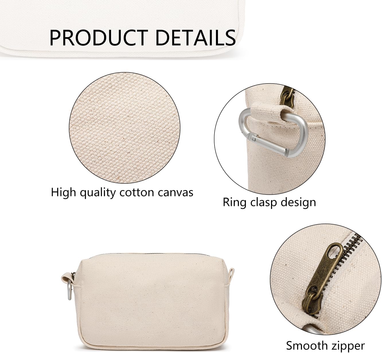 YONBEN Organizer Bag Lightweight Cosmetic Bag with Ring Clasp Perfect Travel Makeup Bag for Women,nylon Stand Up Design