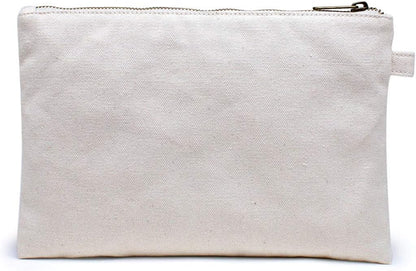 YONBEN Cosmetic Bag plus wrist Multipurpose Makeup Bag with Zipper Cotton Canvas Bag Travel Bag Pencil Bag (Beige-basic, S)