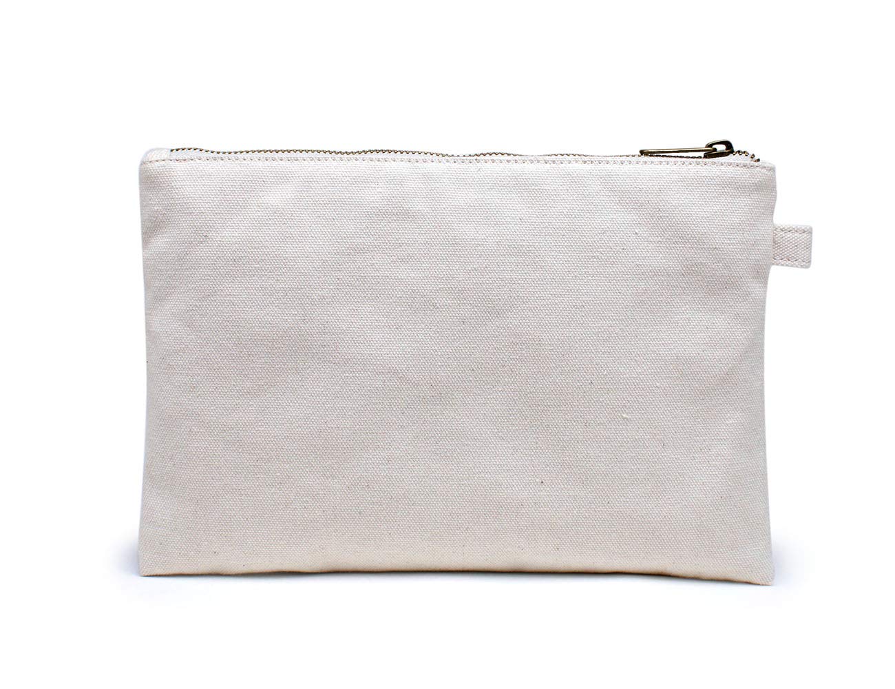 YONBEN Cosmetic Bag plus wrist Multipurpose Makeup Bag with Zipper Cotton Canvas Bag Travel Bag Pencil Bag (Beige-basic, S)