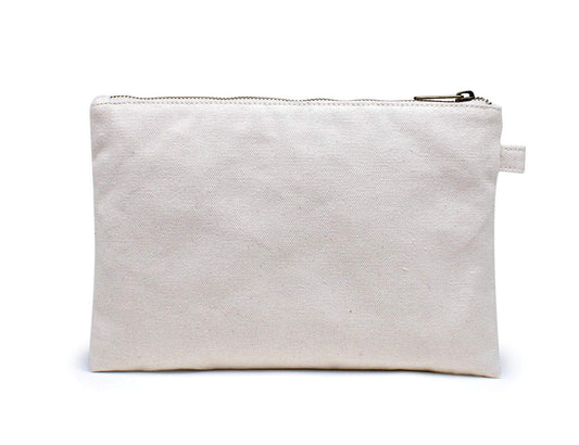 YONBEN Cosmetic Bag plus wrist Multipurpose Makeup Bag with Zipper Cotton Canvas Bag Travel Bag Pencil Bag (Beige-basic, S)